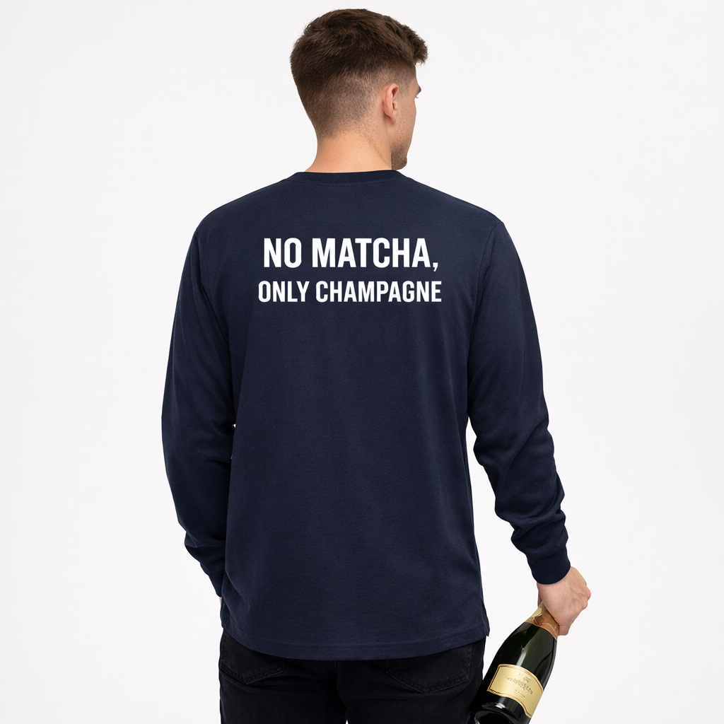 Longsleeve “No Matcha, Only Champagne Navy blue - Heren
