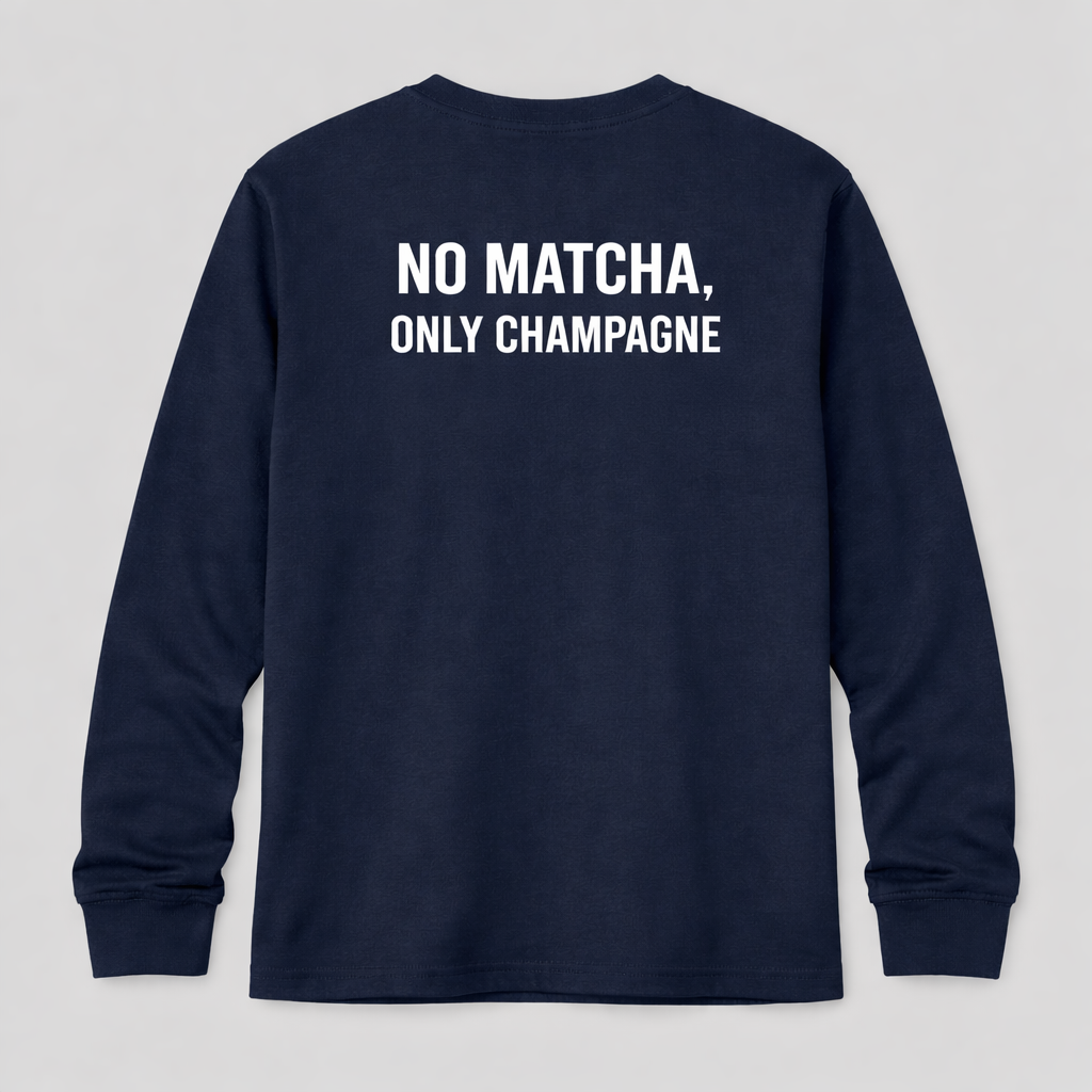 Longsleeve “No Matcha, Only Champagne Navy blue - Heren