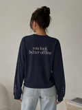 Dames Oversized Longsleeve — “Better Offline” Navy