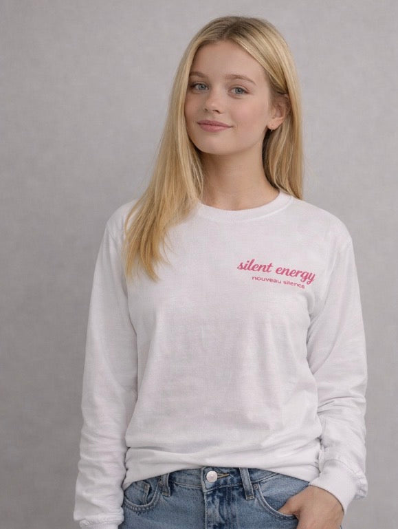 Longsleeve “Midnight Mood” – Wit met roze details